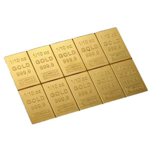 10 × 1/10 oz Gold Tafelbarren, diverse Hersteller